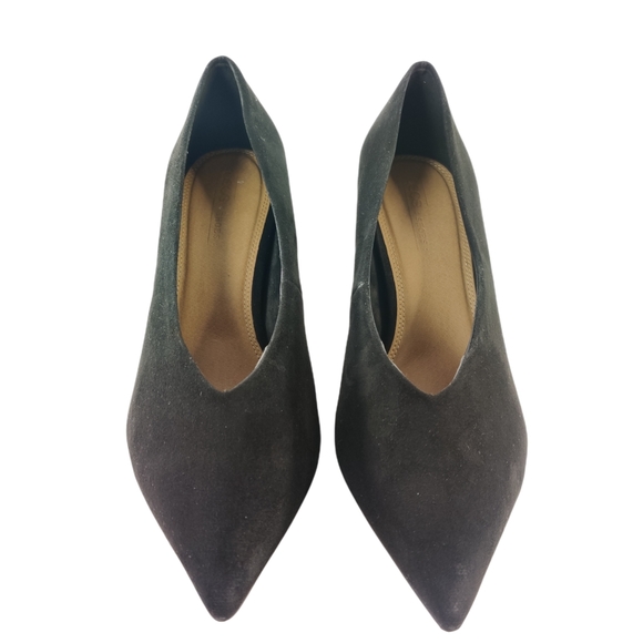 ASOS Black Faux Suede High Vamp Court Cone Heel Pumps 8 - Picture 2 of 12